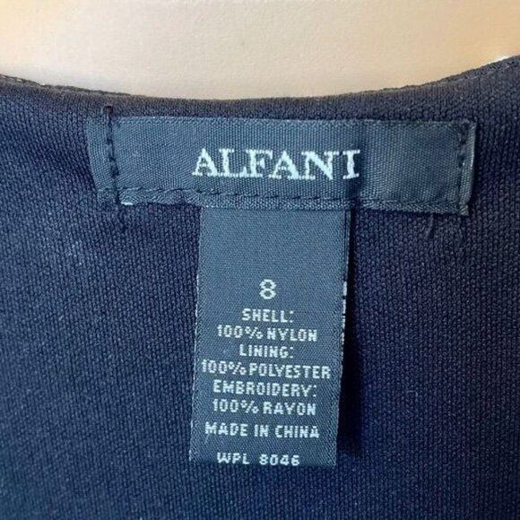 Alfani Black White Women's Sleeveless Dress Shift Embroidered Sheer Overlay - Picture 8 of 9